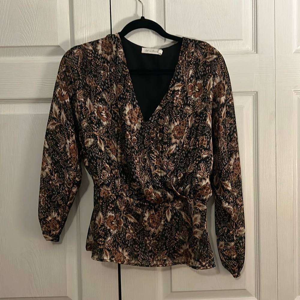 Brown floral blouse